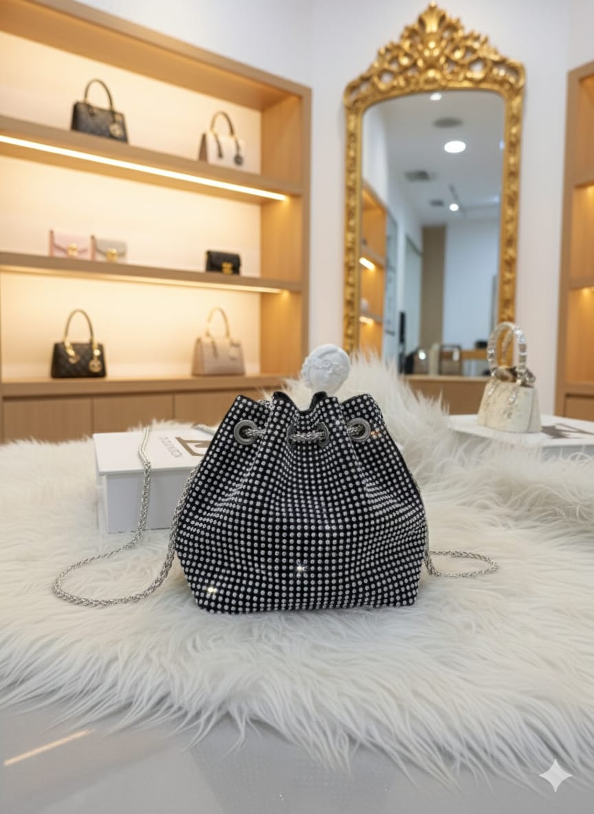 Aura Luxe Rhinestone Chain Bucket Shoulder Bag for Women π - Image 2